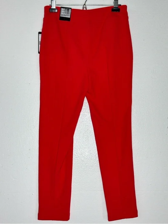 SOHO Apparel Red Slim Ankle Pants Zip Pocket Stretch Career Chic Size M NWT - Picture 7 of 13